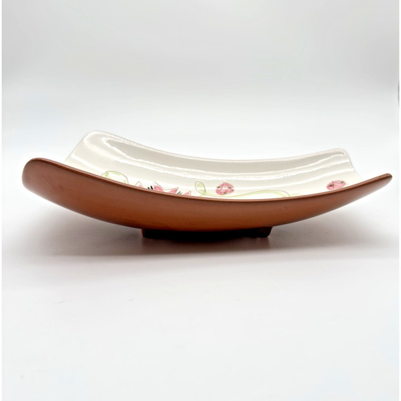 Stangl Pottery Carnival Tray 11.25" Footed Serving Bread MCM Pink Green Black - Picture 2 of 10